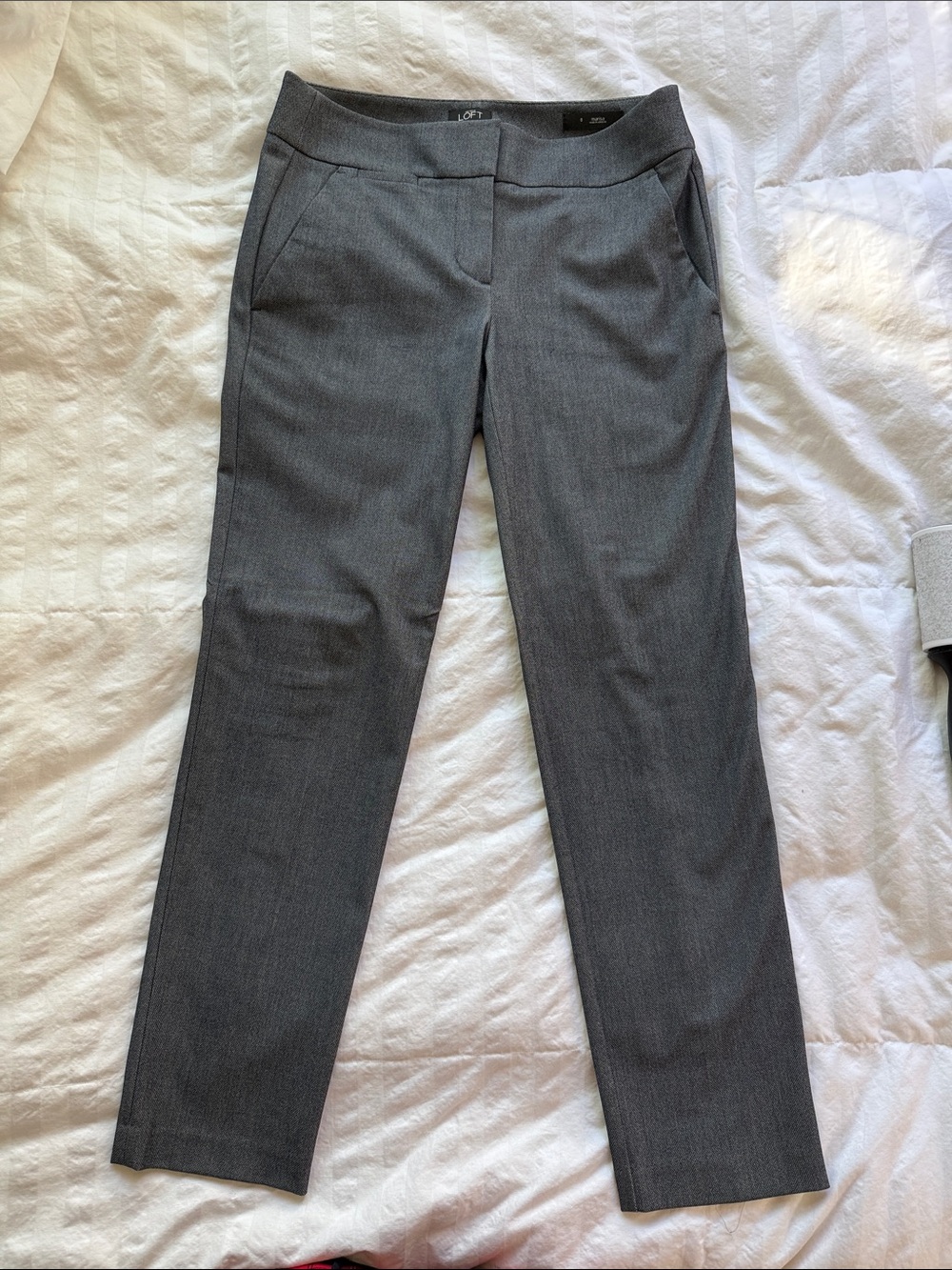 LOFT Gray Straight-Leg Work Trousers